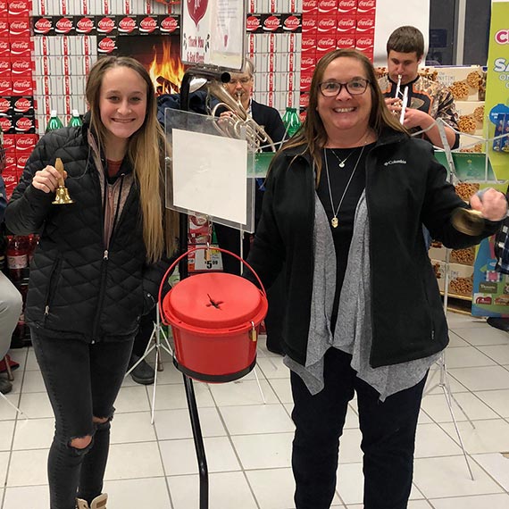 Maddie Johnson, Jr. Viking and Kelly Myers Ring 
             Salvation Army Bells