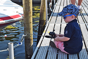 Young boy fishing